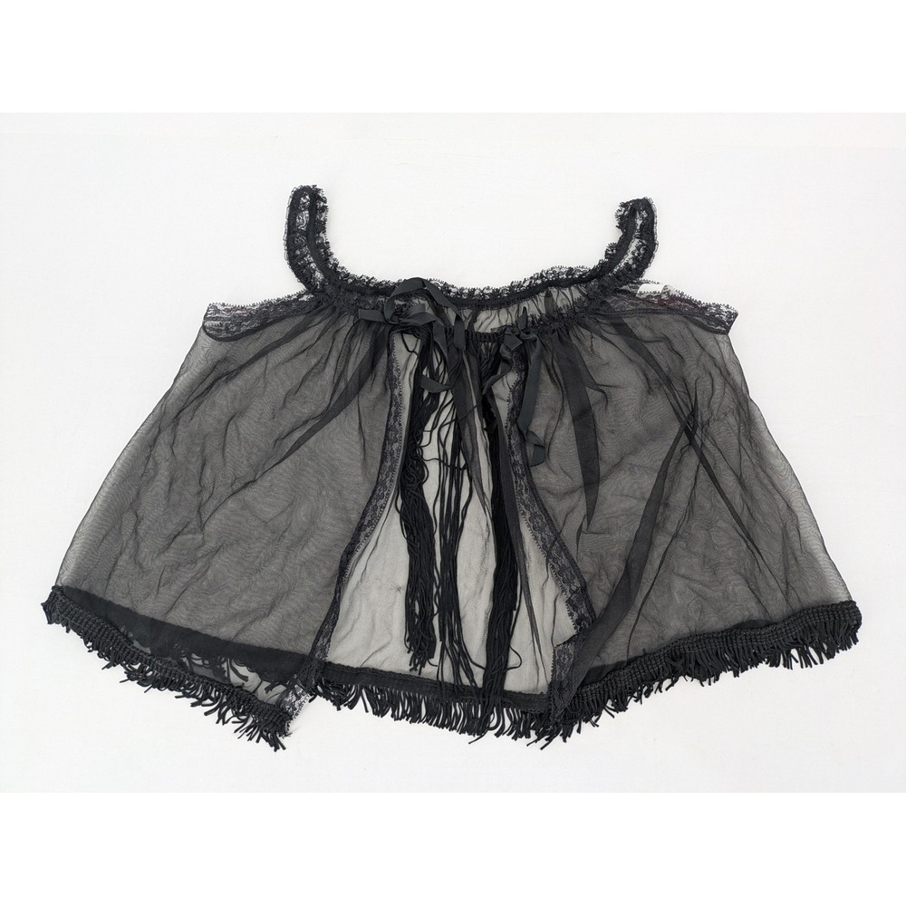 Exotique of New York Lingerie Top OS Black Sheer Nighty Lace Whimsigoth Babydoll